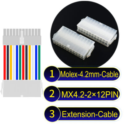 Molex MX4.2mm Dual Row 2×12Pin Mini-Fit Jr Male Female Extension Cable