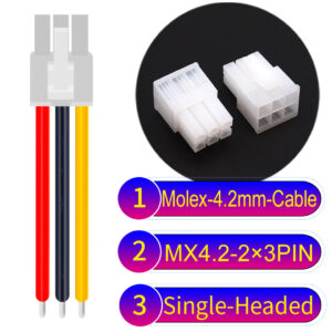 Molex MX4.2mm Dual Row 2×3Pin Mini-Fit Jr Male Single-Headed Cable