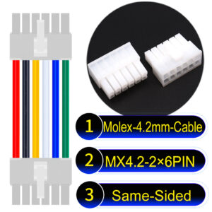Molex MX4.2mm Dual Row 2×6Pin Mini-Fit Jr Male Same-Side-Head Cable
