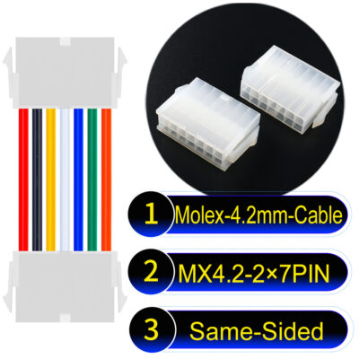 Molex MX4.2mm Dual Row 2×7Pin Mini-Fit Jr Female Same-Side-Head Cable