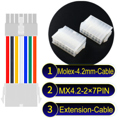 Molex MX4.2mm Dual Row 2×7Pin Mini-Fit Jr Male Female Extension Cable
