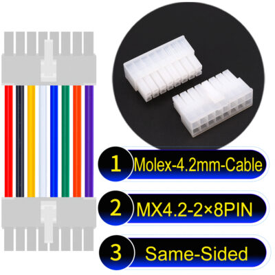 Molex MX4.2mm Dual Row 2×8Pin Mini-Fit Jr Male Same-Side-Head Cable