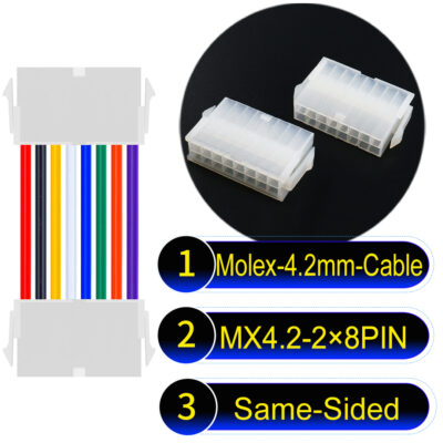 Molex MX4.2mm Dual Row 2×8Pin Mini-Fit Jr Female Same-Side-Head Cable