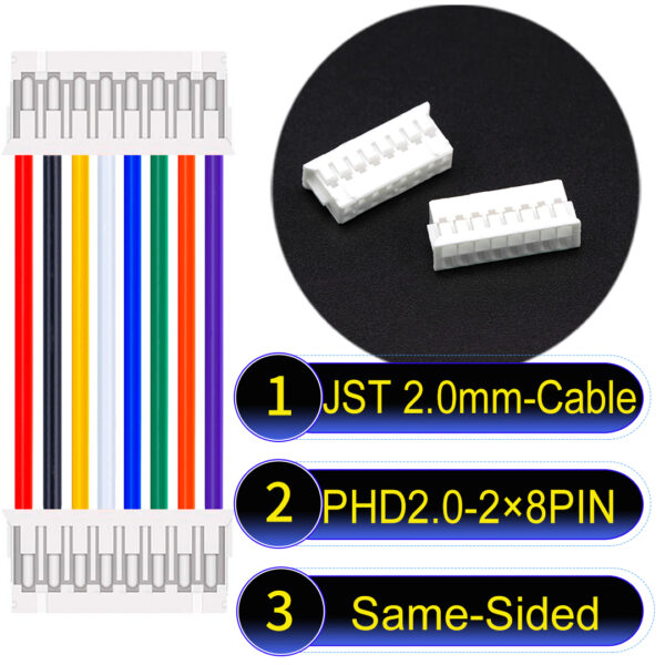 JST PHD2.0 2×8Pin Dual Row Same-Side-Head Cable
