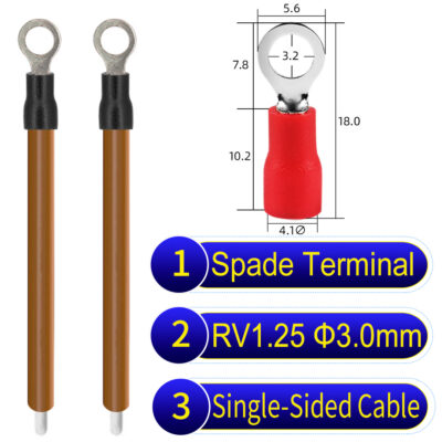 RV1.25 3mm Single-Headed ring terminal 18AWG insulated cable Brown connector