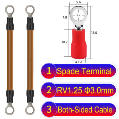 RV1.25 3mm both sided ring terminal 18AWG insulated cable Brown connector