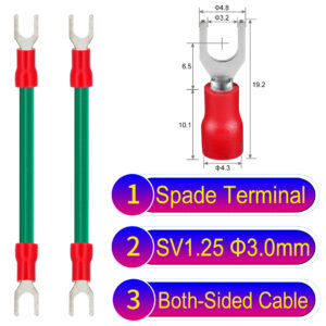 SV1.25 3mm both sided spade terminal 18AWG insulated cable Green connector
