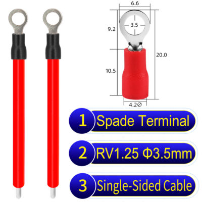 RV1.25 3.5mm Single-Headed ring terminal 18AWG insulated cable Red connector