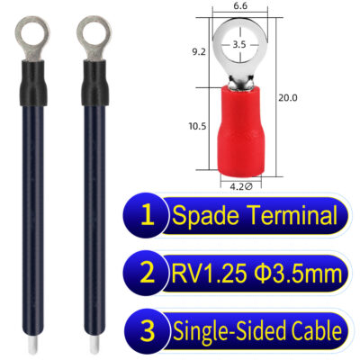 RV1.25 3.5mm Single-Headed ring terminal 18AWG insulated cable Black connector