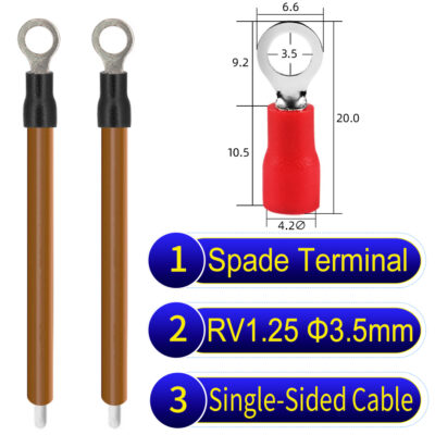RV1.25 3.5mm Single-Headed ring terminal 18AWG insulated cable Brown connector