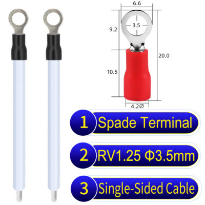 RV1.25 3.5mm Single-Headed ring terminal 18AWG insulated cable White connector