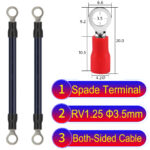 RV1.25 3.5mm both sided ring terminal 18AWG insulated cable Black connector