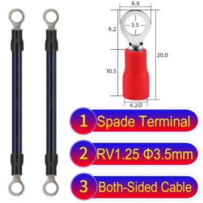 RV1.25 3.5mm both sided ring terminal 18AWG insulated cable Black connector