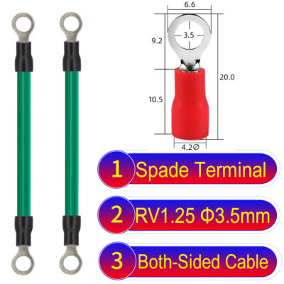 RV1.25 3.5mm both sided ring terminal 18AWG insulated cable Green connector