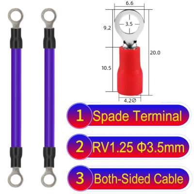 RV1.25 3.5mm both sided ring terminal 18AWG insulated cable Purple connector