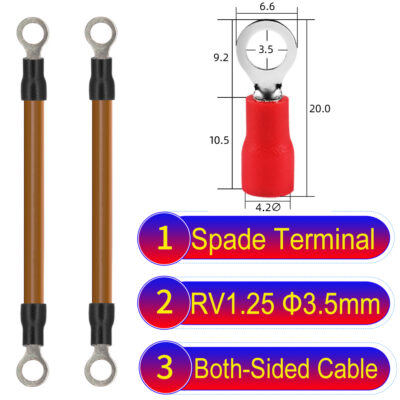 RV1.25 3.5mm both sided ring terminal 18AWG insulated cable Brown connector