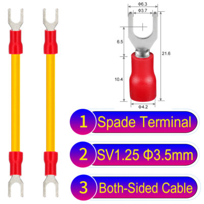 SV1.25 3.5mm both sided spade terminal 18AWG insulated cable Yellow connector