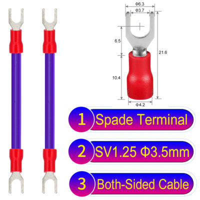 SV1.25 3.5mm both sided spade terminal 18AWG insulated cable Purple connector