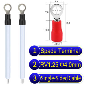 RV1.25 4mm Single-Headed ring terminal 18AWG insulated cable White connector