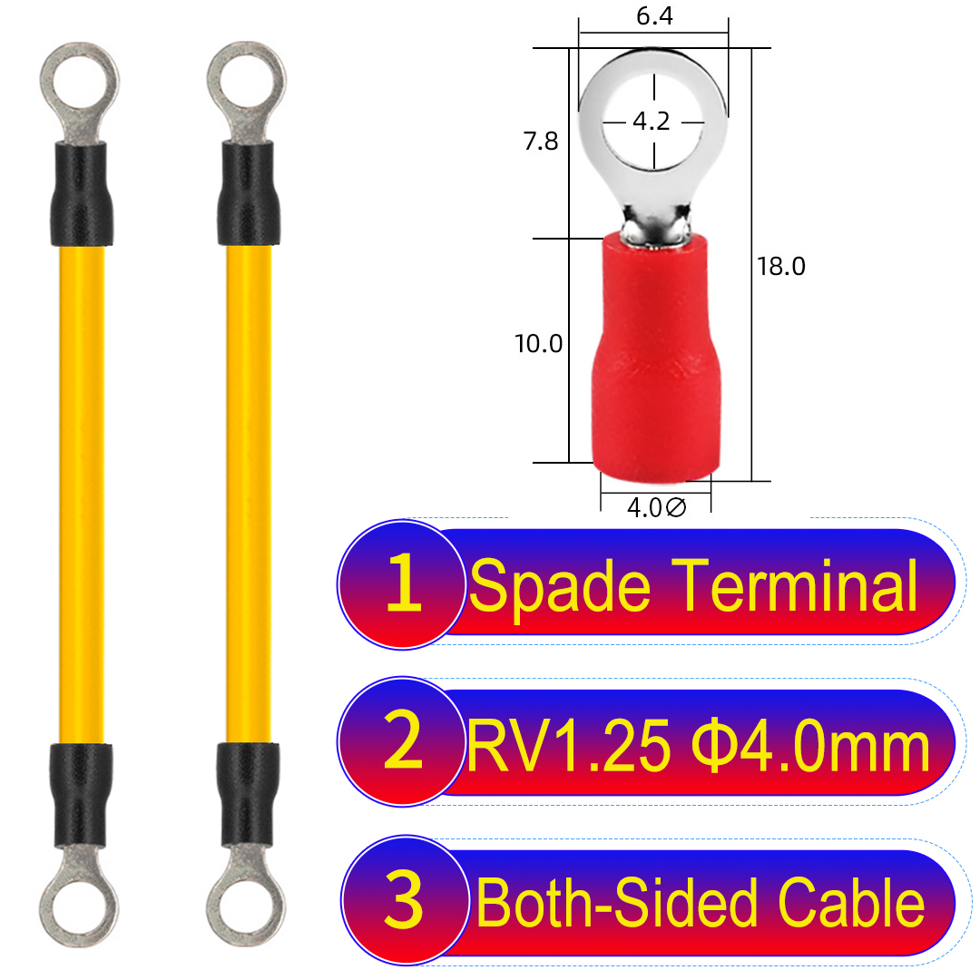 RV1.25 4mm both sided ring terminal insulated connector cable Yellow RV1.25 4mm both sided ring terminal 18AWG insulated cable Yellow connector