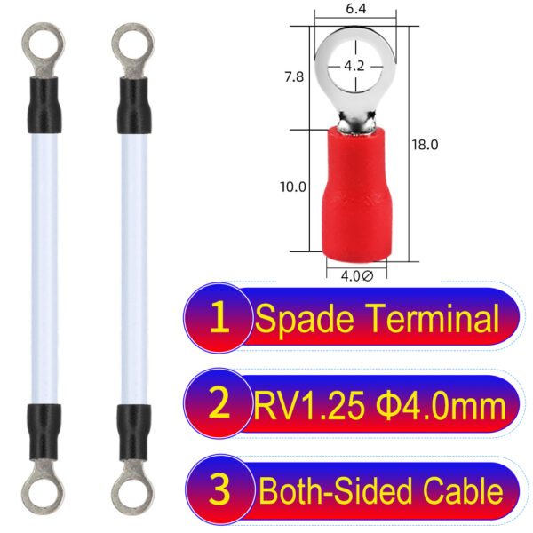 RV1.25 4mm both sided ring terminal 18AWG insulated cable White connector