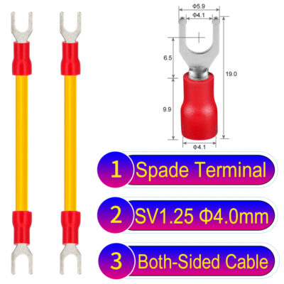 SV1.25 4mm both sided spade terminal 18AWG insulated cable Yellow connector