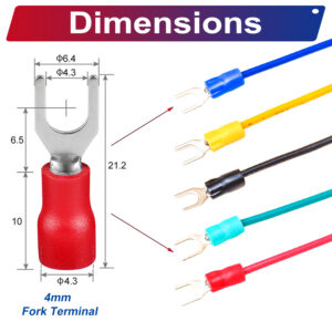 SV1.25 ring terminal, insulated 4mm Single-Headed cable Red connector, 18AWG terminal