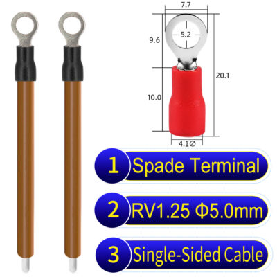 RV1.25 5mm Single-Headed ring terminal 18AWG insulated cable Brown connector