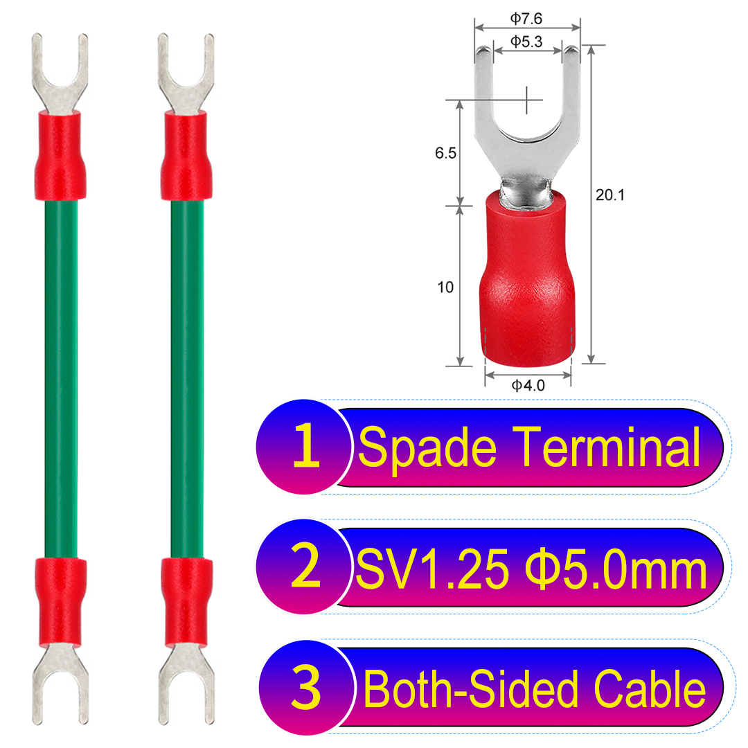 SV1.25 5mm both sided spade terminal insulated connector Cable Green SV1.25 5mm both sided spade terminal 18AWG insulated cable Green connector