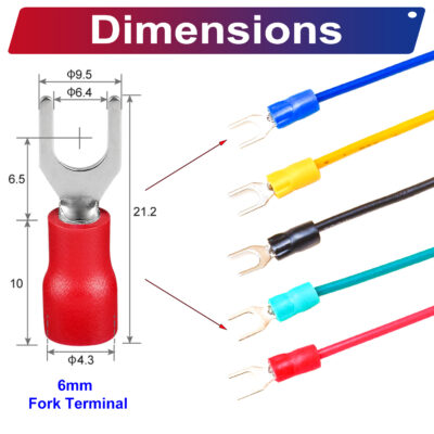 SV1.25 ring terminal, insulated 6mm Single-Headed cable Red connector, 18AWG terminal