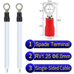 RV1.25 6mm Single-Headed ring terminal 18AWG insulated cable White connector