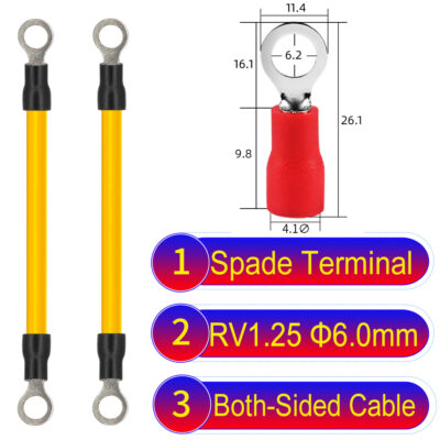 RV1.25 6mm both sided ring terminal 18AWG insulated cable Yellow connector