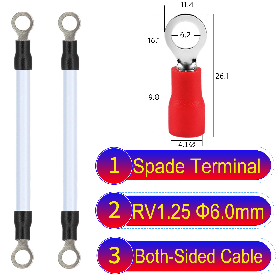 RV1.25 6mm both sided ring terminal insulated connector cable White RV1.25 6mm both sided ring terminal 18AWG insulated cable White connector