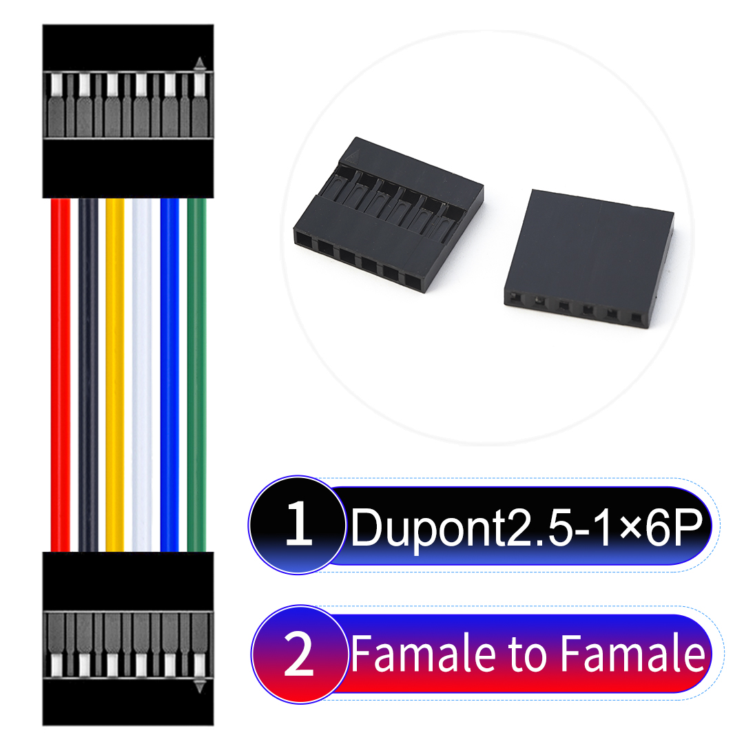 Dupont 2.54mm 1×6Pin Female to Female Wire Dupont 2.54mm Female to Female 1×6Pin Cable