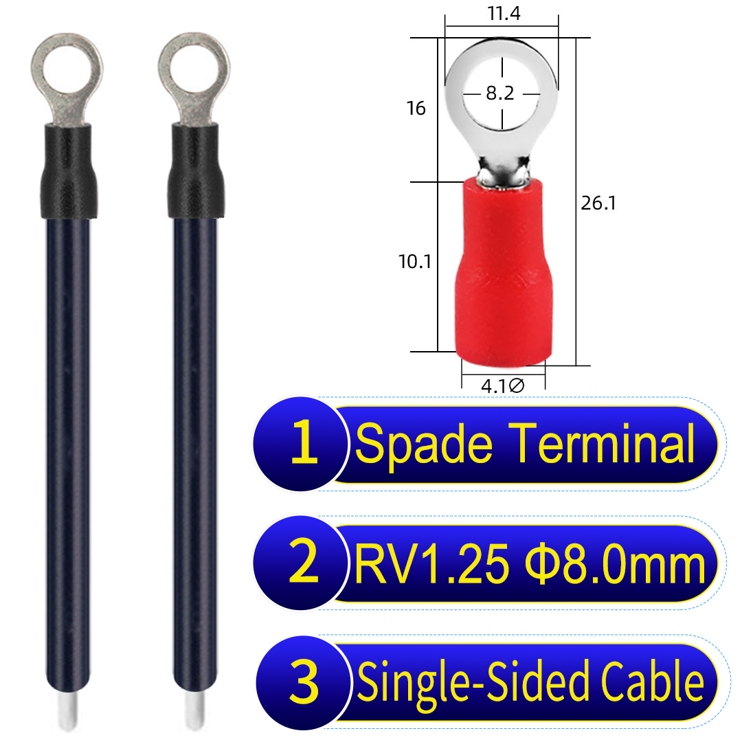 RV1.25 8mm Single-Headed ring terminal insulated connector cable Black RV1.25 8mm Single-Headed ring terminal 18AWG insulated cable Black connector
