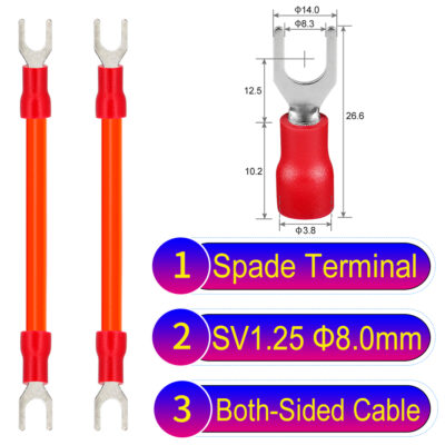 SV1.25 8mm both sided spade terminal 18AWG insulated cable Orange connector