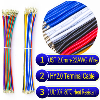 JST HY 2.0mm male-female pre-crimped terminal cable 22AWG PVC wire