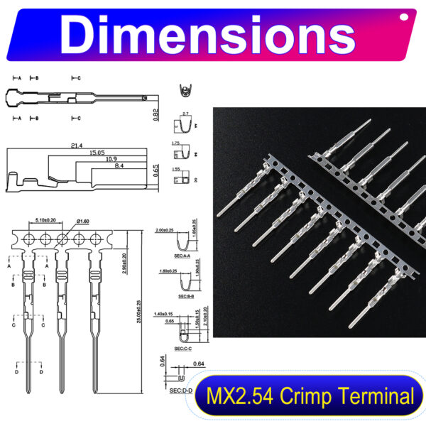 Molex KK 254 Dupont with Lock 2.5mm female Crimp Terminal