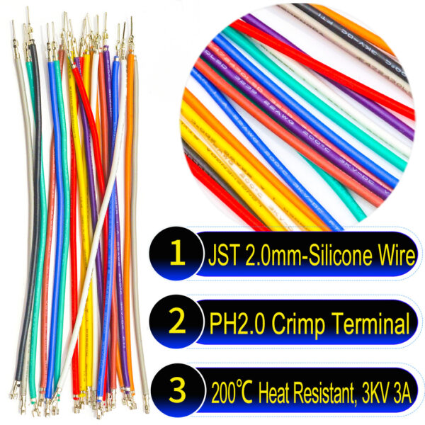 JST PH 2.0mm male-female extension pre-crimped terminal silicone cable