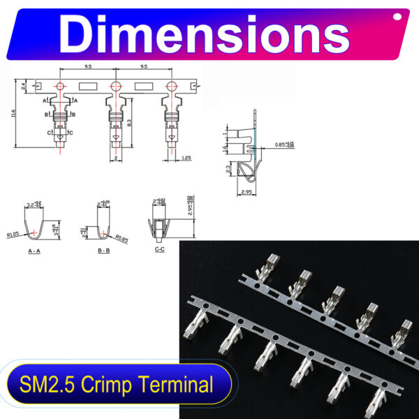 JST SM 2.5mm male Crimp Terminal