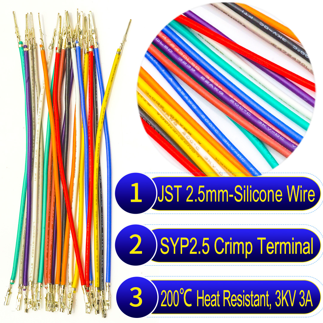 JST SYP 2.5mm pre-crimped terminal silicone cable JST SYP 2.5mm pre-crimped terminal silicone cable