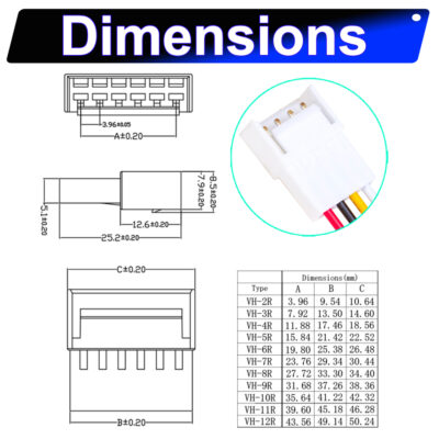 JST VHR3.96 3.96mm Female Housing 2P 3P 4P 5P 6P 7P 8P 9P 10P 12P