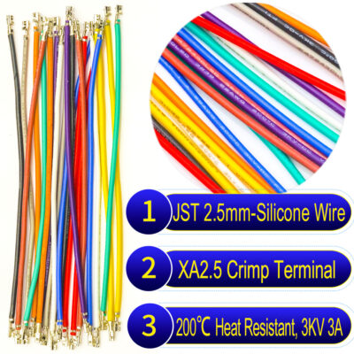 JST XA 2.5mm pre-crimped terminal silicone cable