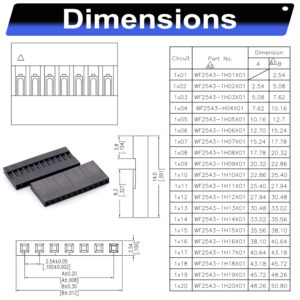 Dupont 2.54mm Female Housing 2P 3P 4P 5P 6P 7P 8P 9P 10P 12P