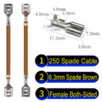 6.3mm spade terminals Cable both sided Red