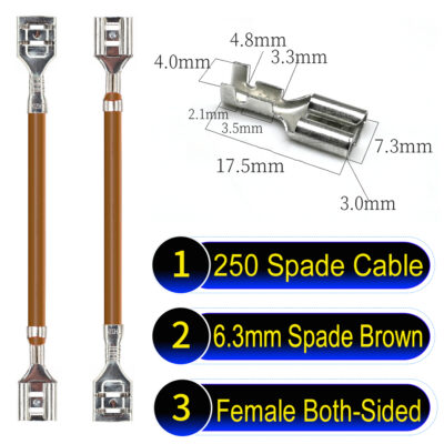 6.3mm spade terminals Cable both sided Red