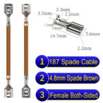 4.8mm spade terminal Cable both sided Brown