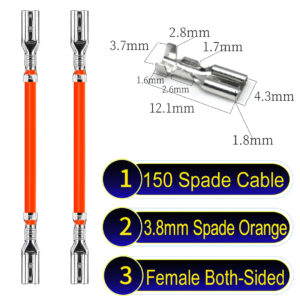 3.8mm spade connectors both sided Cable Orange for wiring projects