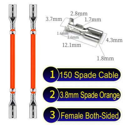 3.8mm spade connectors both sided Cable Orange for wiring projects