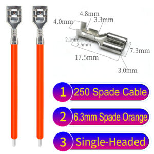 6.3mm spade terminals Cable Single-Sided Orange